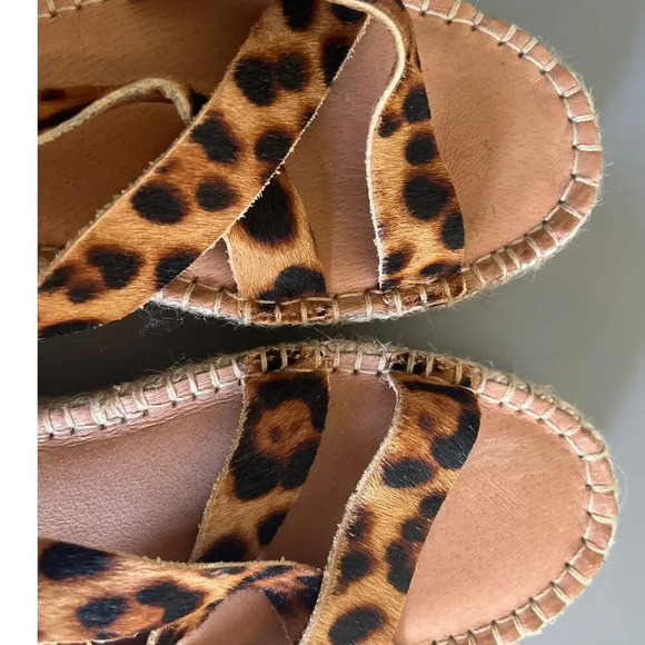 Madewell Size 8 Leather animal print espadrilles platform - Picture 7 of 7